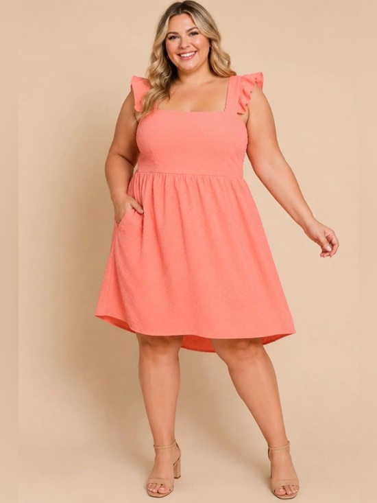 Culture Code Dresses & Skirts - Culture Code | Sugar Coral Empire Line Ruffle Sleeve Dress 3X